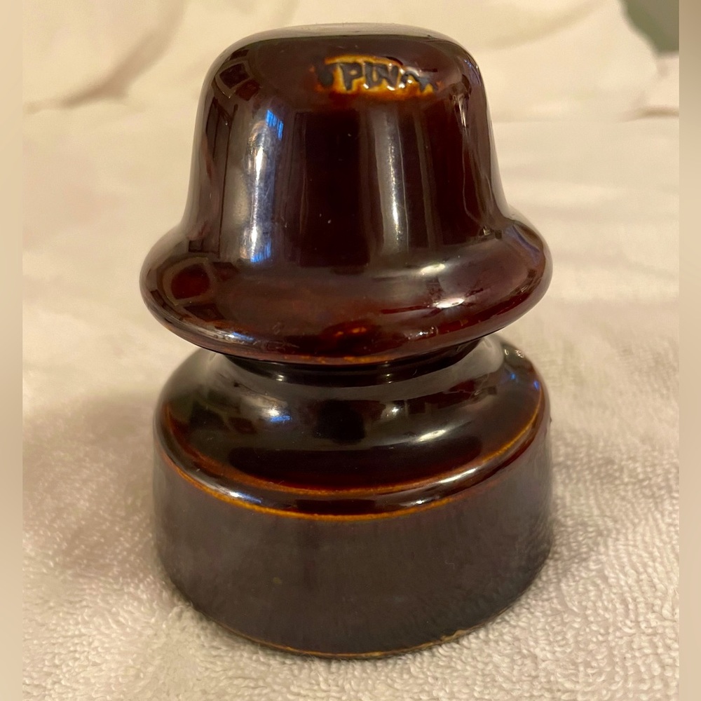 Ceramic brown electric wire insulator - vintage for sure